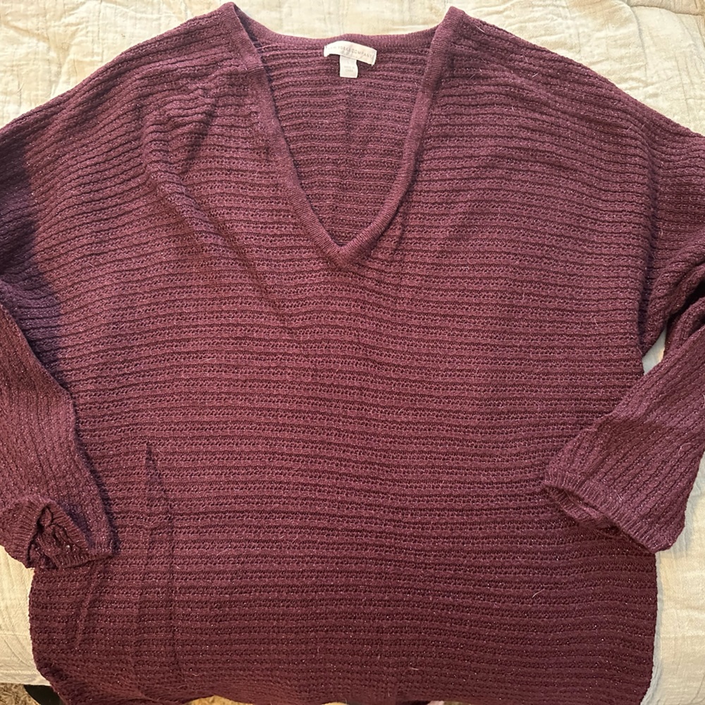 New York & Company V-Neck Sweater - Burgundy